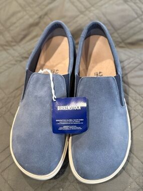 Birkenstock Men’s Slip-On Suede Sneakers in elemental blue